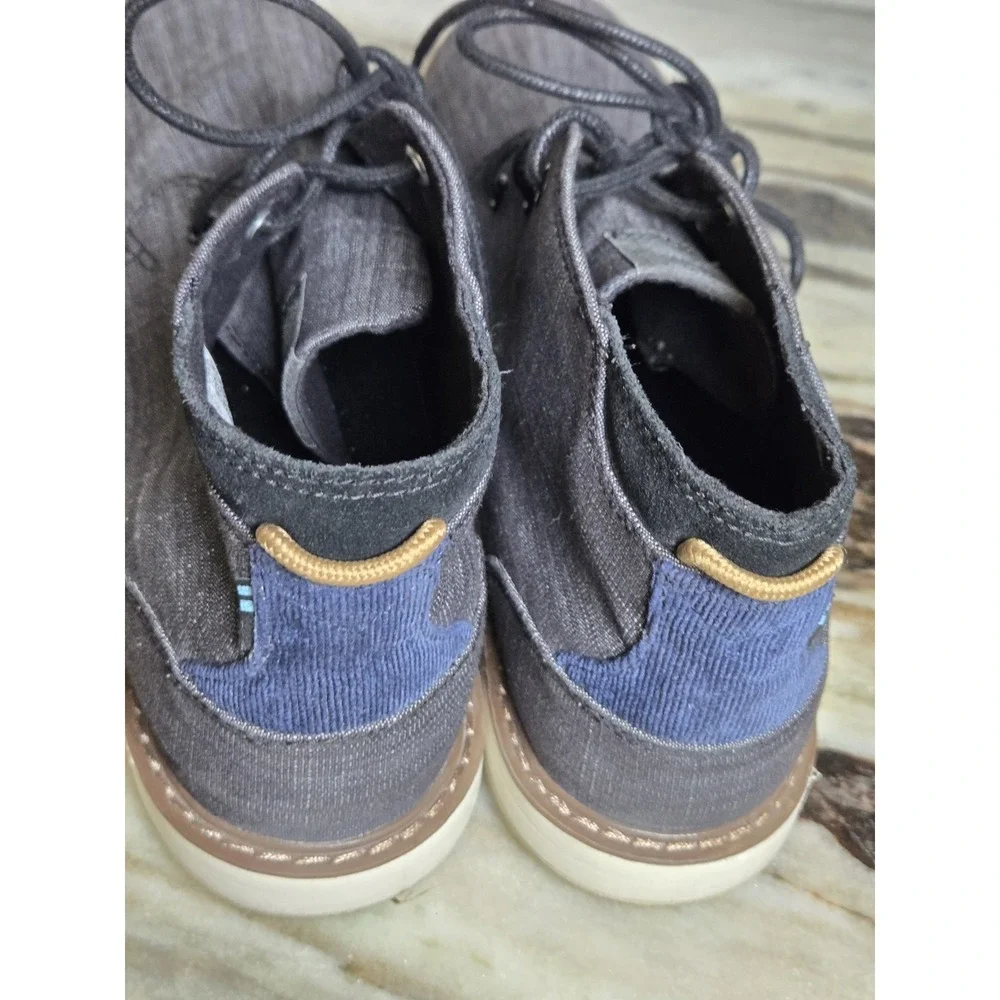 TOMS men BootNavi Chukka Black‎ Crosshatch Denim 11 color dark gray booties